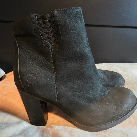 Timberland black suede high chunky heel ankle boot size 8.5 - Picture 3 of 10